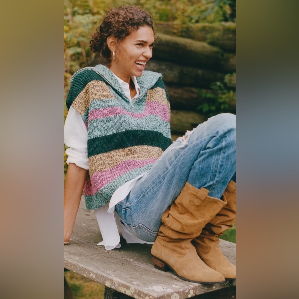 Anthropologie Farrow Rainbow Poncho Sweater Vest